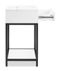 Akio Bedside 1-Drawer Nightstand with Lift-top Storage, 18"W x 25.75"H - White/Black | Table de nuit Akio de 18 po (l) x 25,75 po (H) à 1 tiroir avec dessus relevable et rangement - blanche et noire