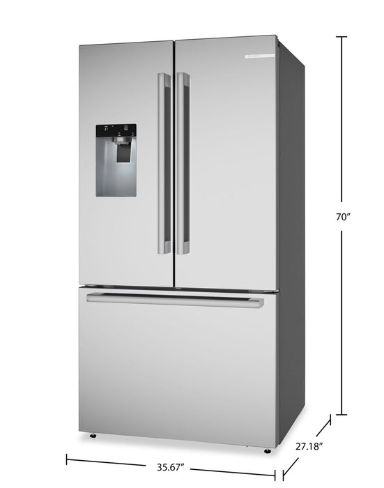 Bosch 500 Series 36\" 26 Cu. Ft. French-Door Refrigerator - Stainless Steel - B36FD52SNS