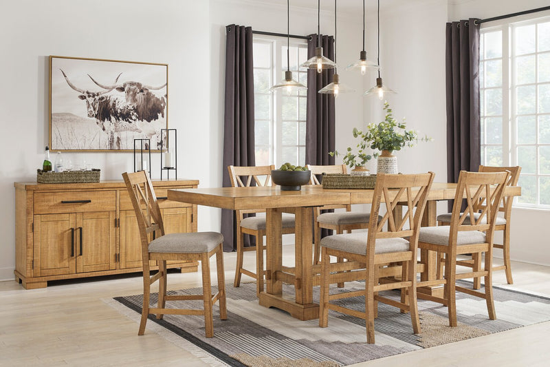 Archer Dining Server, 66\"W, 2 Drawers & 4 Doors with Adjustable Shelves - Light Brown
