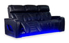 Zen 86" Leather-Look Fabric Power Reclining Massage Sofa with Power Headrests and Drop-Down Console - Black | Sofa de massage à inclinaison électrique Zen de 86 po en tissu d’apparence cuir avec appuie-têtes électriques et console rabattable - noir