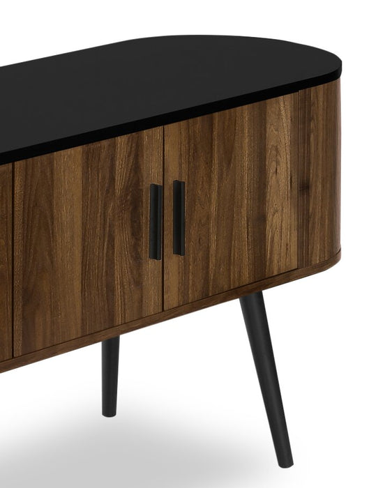 Elle 72\" Rustic TV Stand with Storage and Cable Management for TVs up to 80\"- Dark Brown and Black