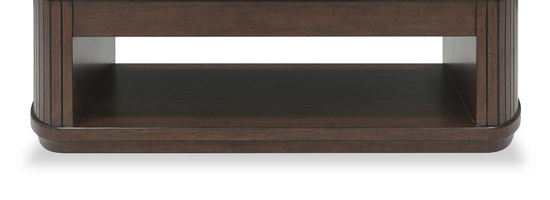 Vernon 56” Modern Solid Wood Lift Top Coffee Table with Storage, Shelf and Casters - Dark Brown