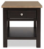 Wells 24" Solid Wood End Table with Storage and Shelf - Two Tone Brown | Table de bout Wells de 24 po en bois massif avec rangement et tablette - deux teintes de brun