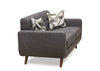 Kort & Co. Freeman 63" Linen-Look Fabric Loveseat with Wood Legs and Tufted Back Cushions - Charcoal Grey | Causeuse Freeman de Kort & Co. de 63 po en tissu d’apparence lin avec pattes en bois et coussins de dossier capitonnés - gris anthracite