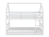 Gemma Twin Over Twin House Bunk Bed with Roof, Built-in Ladder & Guardrails for Kids - White | Lits simples superposés Gemma en forme de maison avec toit, échelle intégrée et garde-corps pour enfants - blancs