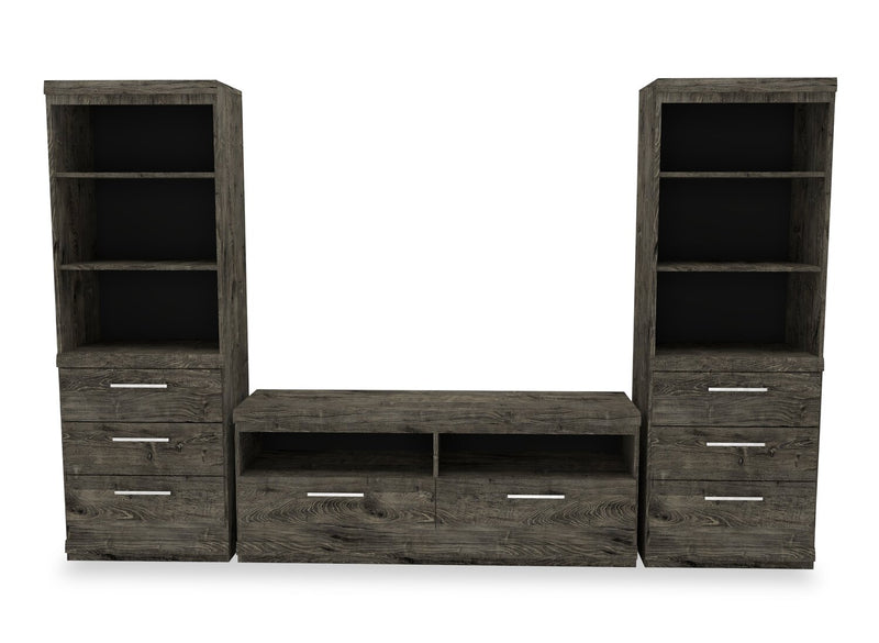 Camden 102.7\" 3-Piece Entertainment Centre with Storage and Cable Management for TVs up to 60\" - Alabaster Oak