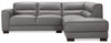 Citadel 2-Piece Right-Facing Top-Grain Genuine Leather Sectional with Wood Legs - Grey | Sofa sectionnel de droite Citadel 2 pièces en cuir véritable de qualité supérieure avec pattes en bois - gris