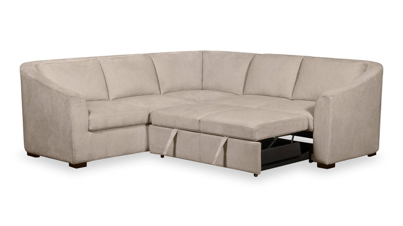 Envy 2-Piece Chenille Fabric Right-Facing Sleeper Sectional - Almond Beige