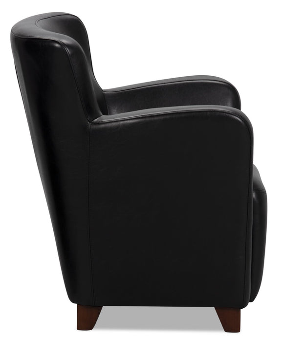 Zello 29.92\" Faux Leather Accent Chair with Wood Legs - Black