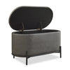 Victoria 18” Faux Leather Storage Ottoman with Metal Base – Charcoal | Pouf de rangement Victoria de 18 po en similicuir avec base en métal - anthracite