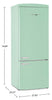 Unique Classic Retro 28" 17 Cu Ft. Bottom Mount Refrigerator - Green - UNQ-455L LG AC | Réfrigérateur Classic Rétro d’Unique de 28 po et de 17 pi3 à congélateur inférieur - vert - UNQ-455L LG AC
