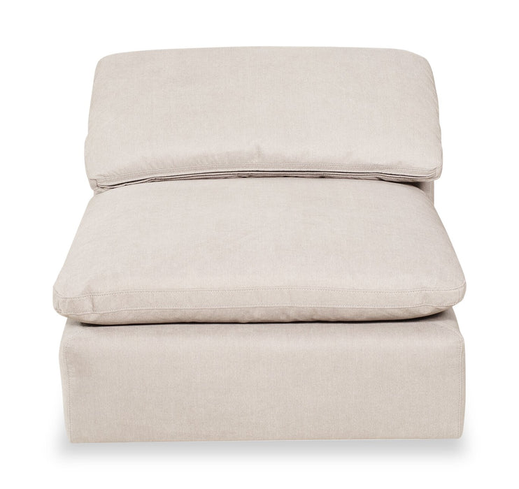 Eclipse Modular 4-Piece Linen-Look Fabric Sectional with Ottoman and Reversible Feather Down Cushions - Linen White