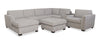 Vault 6-Piece Left-Facing Sectional with Sofa Bed Loveseat, Two Storage Chairs and Storage Chaise - Grey | Sofa sectionnel de gauche Vault 6 pièces avec causeuse-lit, 3 fauteuils de rangement et fauteuil long de rangement - gris
