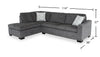 Aubrey 114" Left-Facing Chenille Fabric Eurostyle Queen Sofa Bed Sectional with Wooden Legs – Grey | Sofa-lit sectionnel de gauche avec grand lit Aubrey de 114 po de style européen en tissu de chenille avec pattes en bois - gris