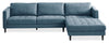 Metro 2-Piece Right-Facing Fabric Sectional with Chaise and Tufted Seat Cushions - Denim Blue | Sofa sectionnel de droite Metro 2 pièces en tissu avec fauteuil long et coussins de siège capitonnés - bleu denim