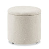 Ontario 14.75" Round Fabric Storage Ottoman - White|Pouf de rangement rond Ontario de 14,75 po en tissu - blanc