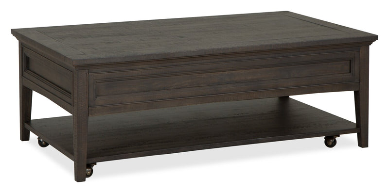 Hanson 50” Traditional Pine Coffee Table with Storage and Casters - Graphite