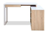 Owen 55" Reversible Corner Office Desk with 4-Drawers & Cubbies – Faux White Marble and Weathered White | Bureau en coin réversible Owen de 55 po avec 4 tiroirs et compartiments - imitation de marbre blanc et blanc vieilli