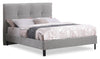 Amos Upholstered Platform Bed Base in Grey Fabric - Full Size | Base de lit plateforme Amos rembourrée en tissu gris - format lit double