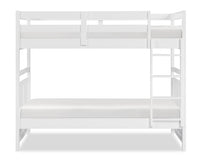 Quinn Bunk Bed with Ladder & Guard Rail for Kids, White - Twin/Twin