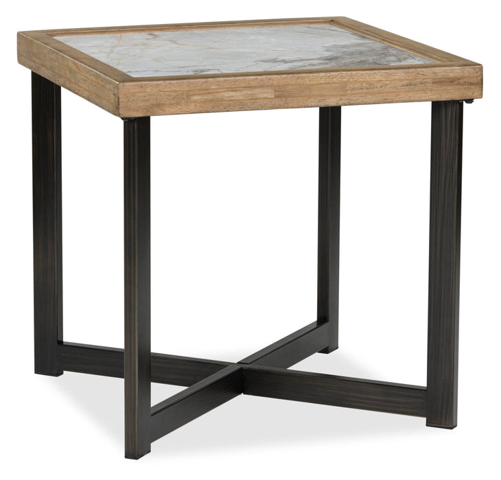 Marina 25” Contemporary End Table with Stone Tile - Natural