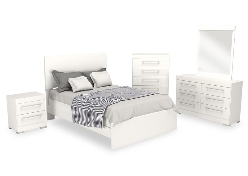 Riley Panel Bed with Headboard & Frame for Kids, Made in Canada, White - Full Size