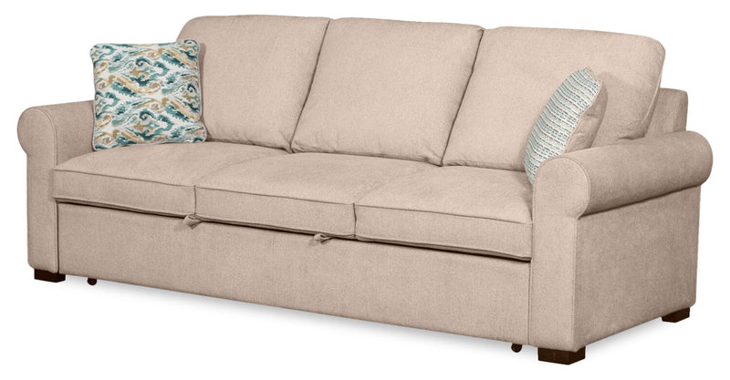 Scott Living Haven 96\" Chenille Fabric Sleeper Sofa with Wood Legs - Taupe