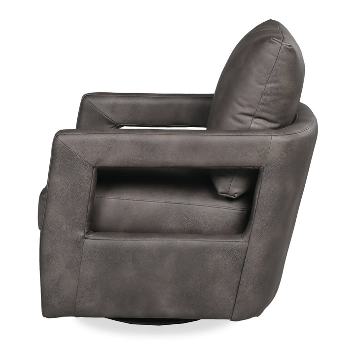 Ever 28\" Swivel Leather-Like Fabric Accent Chair – Dark Brown 