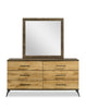 Silas 6pc Bedroom Set with Platform Bed, Dresser, Mirror & Nightstand, LED, Rustic Brown - King Size|Ensemble de chambre à coucher Silas 6 pièces brun rustique avec lit plateforme, commode, miroir, table de nuit et éclairage à DEL - format très grand lit