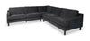 Jorja 3-Piece Chenille Fabric Sectional with Wood Legs and Accent Pillows - Granite Grey | Sofa sectionnel Jorja 3 pièces en tissu de chenille avec pattes en bois et coussins décoratifs - gris granite