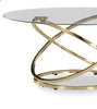 Joyce 38" Glam Round 3-Pack Coffee + 2 End Tables - Gold Metal Base with Glass Top | Ensemble de 3 tables rondes somptueuses Joyce de 38 po, table à café et 2 tables de bout - base en métal doré avec dessus en verre