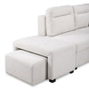 Coast 3-Piece Left-Facing Ivory White Fabric Sleeper Sectional with Storage Chaise and Storage Armrest | Sofa-lit sectionnel de gauche Coast 3 pièces en tissu blanc ivoire avec fauteuil long de rangement et accoudoir de rangement