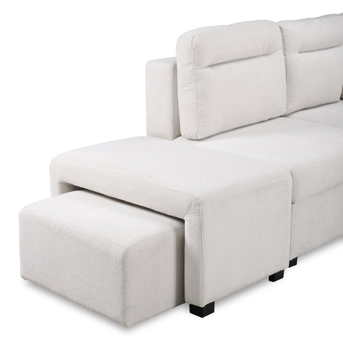 Coast 3-Piece Left-Facing Ivory White Fabric Sleeper Sectional with Storage Chaise and Storage Armrest