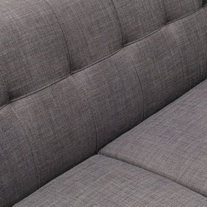 Kort & Co. Freeman 80” Linen-Look Fabric Condo Size Sofa with Wood Legs - Charcoal Grey