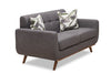 Kort & Co. Freeman 63" Linen-Look Fabric Loveseat with Wood Legs and Tufted Back Cushions - Charcoal Grey | Causeuse Freeman de Kort & Co. de 63 po en tissu d’apparence lin avec pattes en bois et coussins de dossier capitonnés - gris anthracite