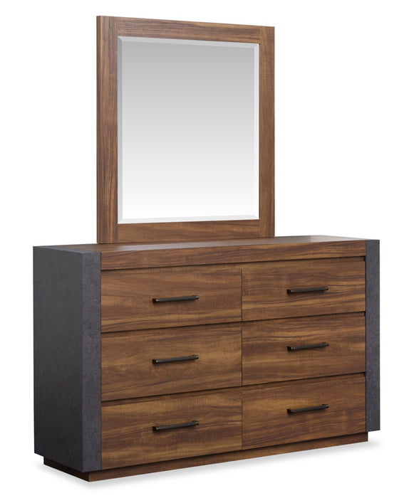Scott Living Dante 6pc Bedroom Set with Bed, Dresser, Mirror & Nightstand, Brown - King Size