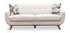 Kort & Co. Freeman 80” Linen-Look Fabric Condo Size Sofa with Wood Legs - Dove White | Sofa Freeman de Kort & Co. de 80 po de format condo en tissu d’apparence lin avec base et pattes en bois - blanc colombe