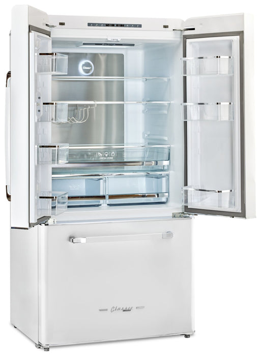 Classic Retro by Unique 36\" 21.4 Cu. Ft. Counter-Depth Refrigerator - Marshmallow White - UGP-595L W AC