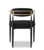 Kort & Co. Capri Dining Armchair with Boucle Fabric & Gold Accent, Metal - Black | Chaise de salle à manger à accoudoirs Capri de Kort & Co. en métal avec tissu bouclé et touches dorées - noire