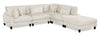 Lounge 5-Piece Chenille Modular Sectional with Ottoman – Beige 