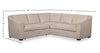 Envy 2-Piece Left-Facing Chenille Fabric Sleeper Sectional - Almond Beige | Sofa-lit sectionnel de gauche Envy 2 pièces en tissu de chenille - beige amande