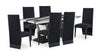 Vega 7pc Dining Set with Table & 6 Chairs, Marble Look, Pedestal Base, 82"W - Black & White | Ensemble de salle à manger Vega 7 pièces avec table de 82 po (L), imitation de marbre, base piédestal et 6 chaises - noir et blanc