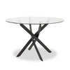 Zoe Dining Table with Glass Top, Metal Geometric Base, 47"W Round - Black | Table de salle à manger ronde Zoe de 47 po (L) avec dessus en verre et base géométrique en métal - noire