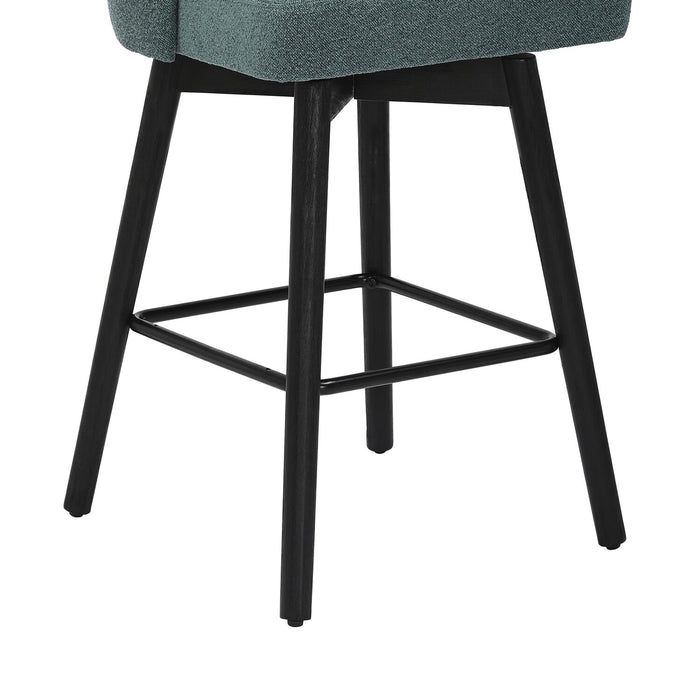 Nash Counter-Height Stool with Swivel Seat & Polyester Fabric, 26.5\"H, Wood & Metal - Blue