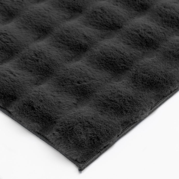 Dream Step Memory Foam Bubble Dark Grey Faux Fur Area Rug  - 5' x 7' 
