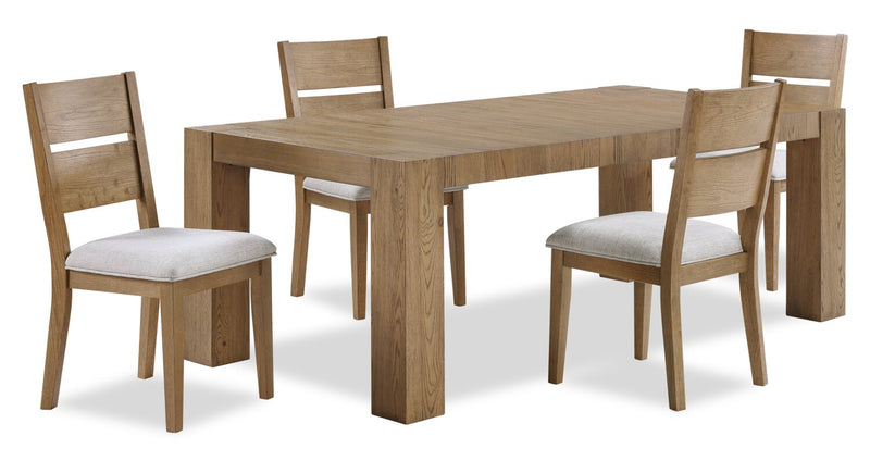 Lotus Dining Chair with Polyester Fabric, Wood, Slat-back - Natural