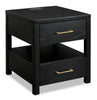 Julian 22” Contemporary End Table with Storage and USB Ports - Black | Table de bout contemporaine Julian de 22 po avec rangement et ports USB - noire