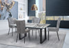 Ezra Dining Table, 63-79"W Self-Storing Butterfly Leaf, Metal, Glass, Faux Marble - White | Table de salle à manger Ezra de 63 po à 79 po (L) avec rallonge papillon se rangeant, en métal, en verre et en imitation de marbre - blanche