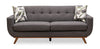 Kort & Co. Freeman 80” Linen-Look Fabric Condo Size Sofa with Wood Legs - Charcoal Grey | Sofa Freeman de Kort & Co. de 80 po de format condo en tissu d’apparence lin avec base et pattes en bois - gris anthracite