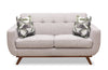 Kort & Co. Freeman 63" Linen-Look Fabric Loveseat with Wood Legs and Tufted Back Cushions - Dove White | Causeuse Freeman de Kort & Co. de 63 po en tissu d’apparence lin avec pattes en bois et coussins de dossier capitonnés - blanc colombe